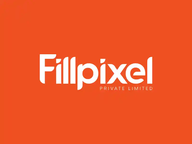 Fillpixel White Logo with Orange Background